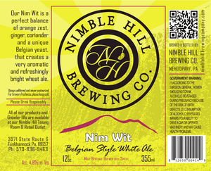 Nimble Hill Brewing Company Nim Wit January 2014