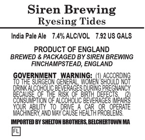 Siren Brewing Ryesing Tides January 2014