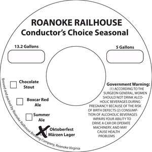 Roanoke Railhouse Conductor's Choice Seasonal Oktoberfest