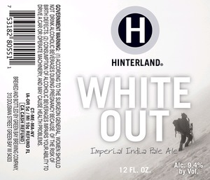 Hinterland White Out Imperial India Pale January 2014