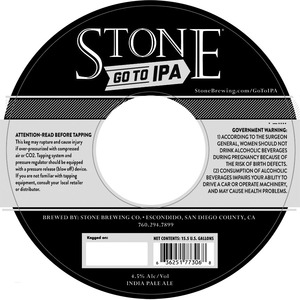 Stone Brewing Co Stone Go To IPA January 2014
