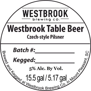 Westbrook Brewing Company Westbrook Table January 2014