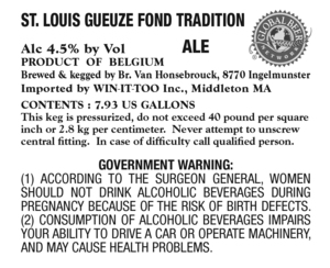St Louis Gueuze Fond Tradition January 2014