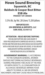 Howe Sound Brewing Baldwin & Cooper Best Bitter January 2014