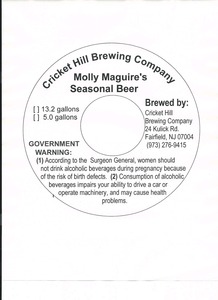 Cricket Hill Brewing Company Molly Maguire's Seasonal