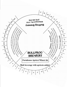 Bullfrog Brewery Farmhouse Apricot Wheat February 2014