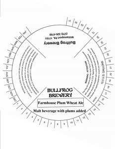 Bullfrog Brewery Farmhouse Plum Wheat February 2014