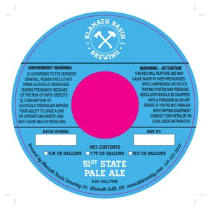 Klamath Basin Brewing Co. 51st State Pale February 2014