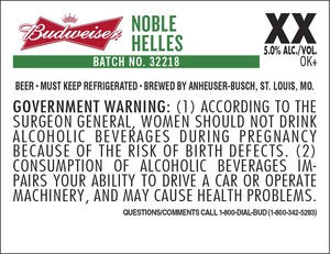 Budweiser Noble Helles February 2014