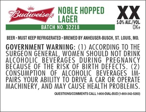 Budweiser Noble Hopped February 2014