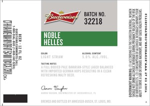 Budweiser Noble Helles February 2014