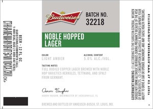 Budweiser Noble Hopped February 2014