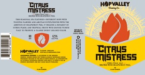 Hop Valley Brewing Co. Citrus Mistress