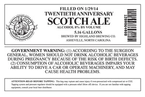 Highland Brewing Co. Twentieth Anniversary Scotch February 2014