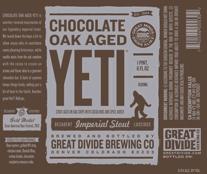 Great Divide Brewing Company Chocolate Oak Aged Yeti February 2014