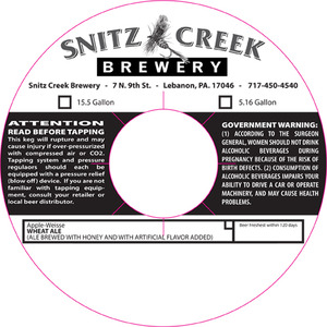Snitz Creek Brewery Apple-weisse February 2014