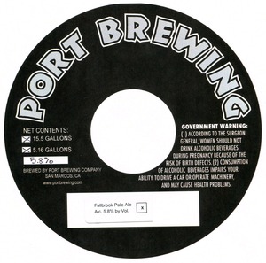 Port Brewing Company Fallbrook Pale February 2014