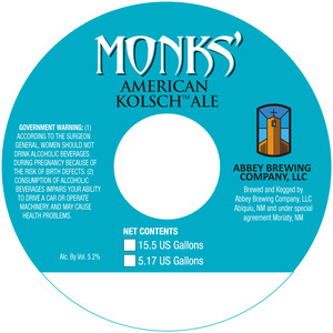 Abbey Brewing Company Monks' American Kolsh February 2014