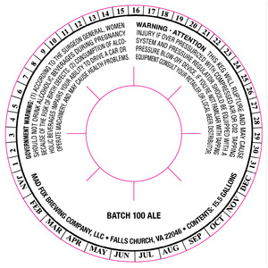 Mad Fox Brewing Company,llc Batch 100 February 2014