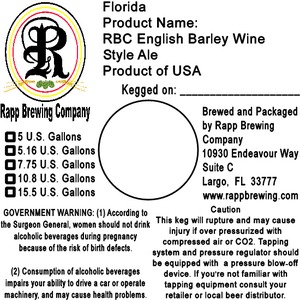 Rapp Brewing Company Rbc English Barley Wine