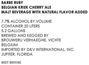 Barbe Ruby Belgian Kriek Cherry Ale March 2014