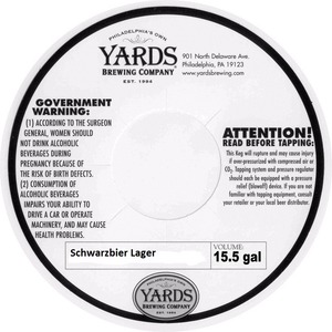 Yards Brewing Company Schwarzbier Lager March 2014