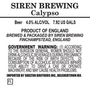 Siren Brewing Calypso March 2014