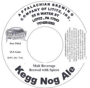 Appalachian Brewing Co Kegg Nog March 2014
