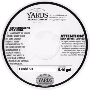 Yards Brewing Company Special Ale March 2014