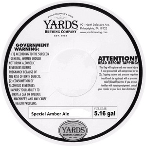 Yards Brewing Company Special Amber Ale March 2014