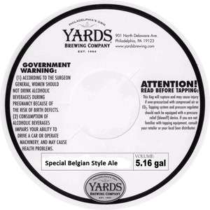 Yards Brewing Company Special Belgian Styel Ale March 2014