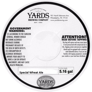 Yards Brewing Company Special Wheat Ale March 2014