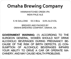 Omaha Brewing Company Hannahhatchee Creek IPA