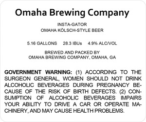 Omaha Brewing Company Insta-gator Omaha Kolsch-style