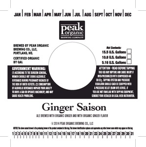 Peak Organic Ginger Saison March 2014