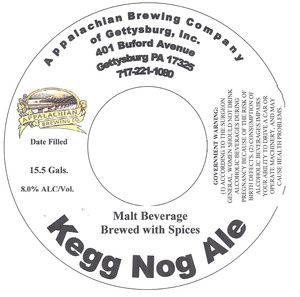 Appalachian Brewing Co Kegg Nog April 2014