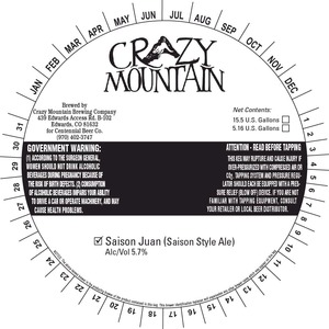 Crazy Mountain Saison Juan April 2014