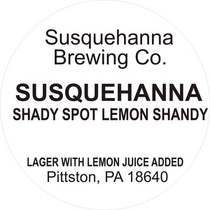 Susquehanna Brewing Company Shady Spot Lemon Shandy