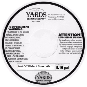 Yards Brewing Company Just Off Walnut Street Ale April 2014