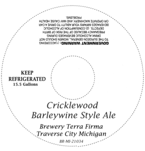 Cricklewood Barleywine Style Ale April 2014