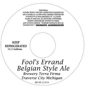 Fool's Errand Belgian Style Ale April 2014