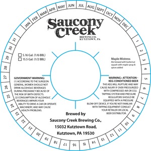Saucony Creek Brewing Company Maple Mistress