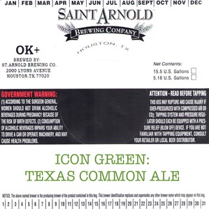 Saint Arnold Brewing Company Icon Green Texas Common April 2014