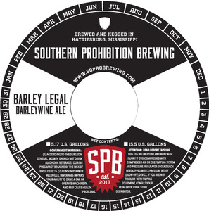 Southern Prohibition Brewing Barley Legal Barleywine Ale