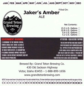 Grand Teton Brewing Company Jakers Amber