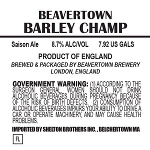 Beavertown Brewery Barley Champ April 2014