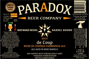 Paradox Beer Company Inc De Coup May 2014