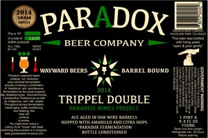 Paradox Beer Company Inc The Trippel Double