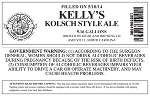 Highland Brewing Co. Kelly's Kolsch