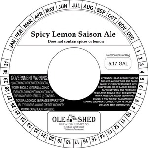 Ole Shed Brewing Company Spicy Lemon Saison May 2014